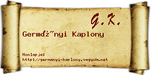 Germányi Kaplony névjegykártya